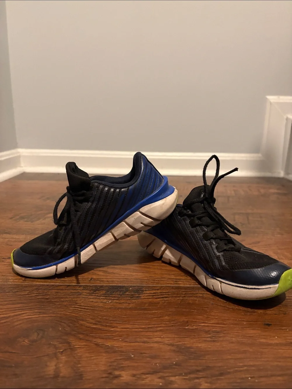 Under Armour Black and Navy Blue Running Shoes with Lime Accent